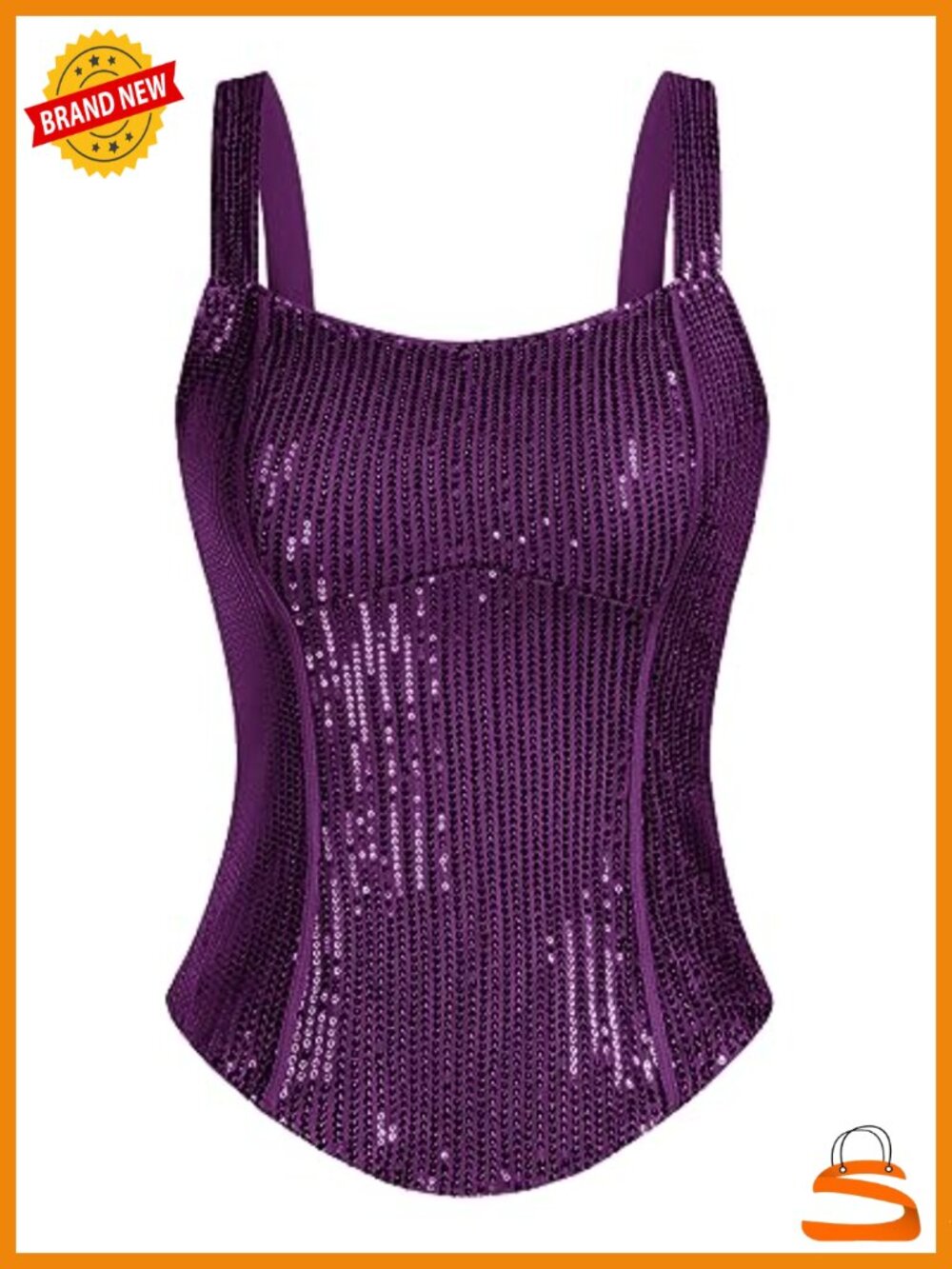 Sequin Bustier Corset Tank Top Sleeveless Sparkle Slim Camisole Party